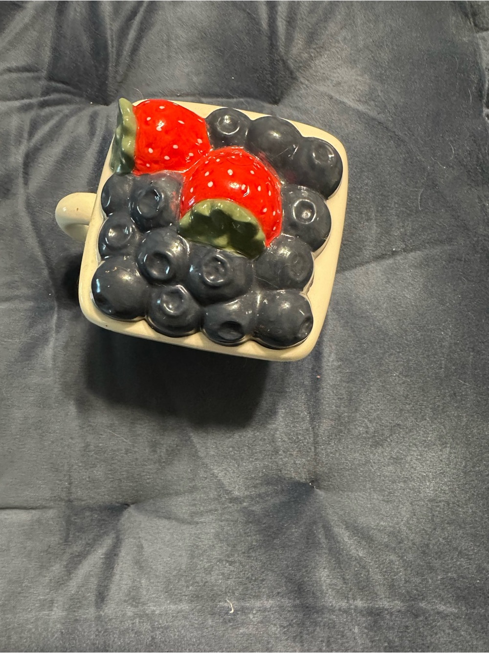 Ceramic Berry-Topped Mug - Red & Blue Fruit Accent